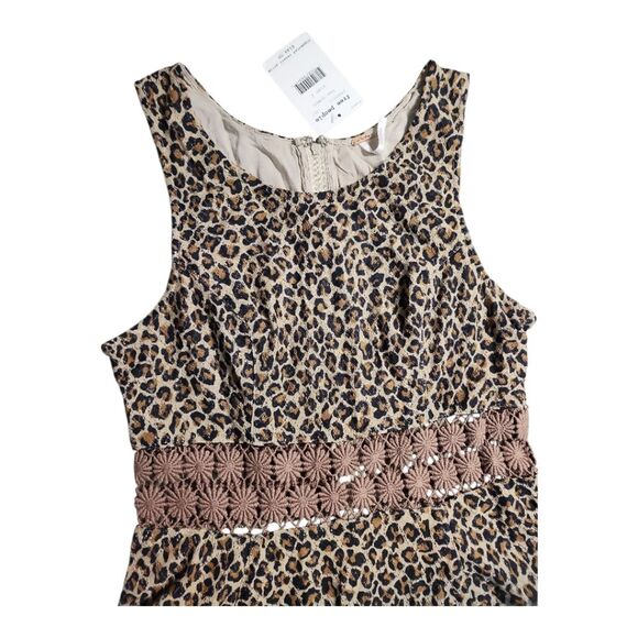 NWT Free People Ombre Leopard Animal Print Lace Fit Flare Mini Dress SZ 2 Brown - Picture 3 of 10